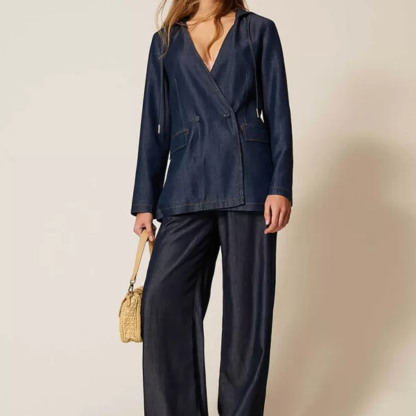 Twinset γυναικείο denim παντελόνι Wide Leg - 261LL2QGG Μπλε