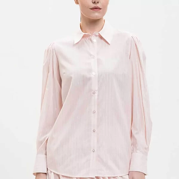 Twinset γυναικείο ριγέ πουκάμισο - 261TE2081 Γαλάζιο