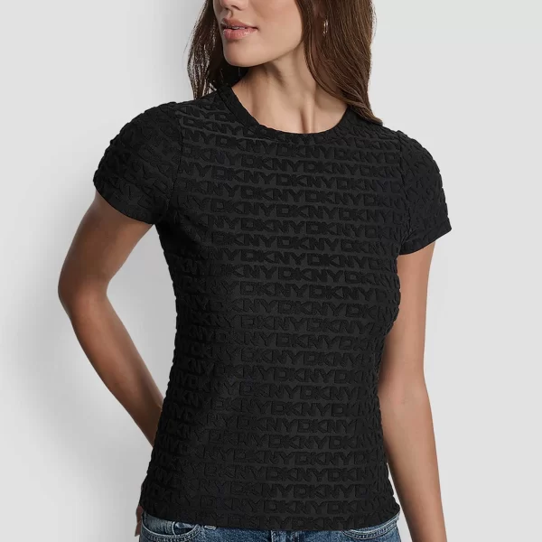 DKNY γυναικεία μπλούζα με all-over logo print μονόχρωμη - DJ5T1571 Μαύρο