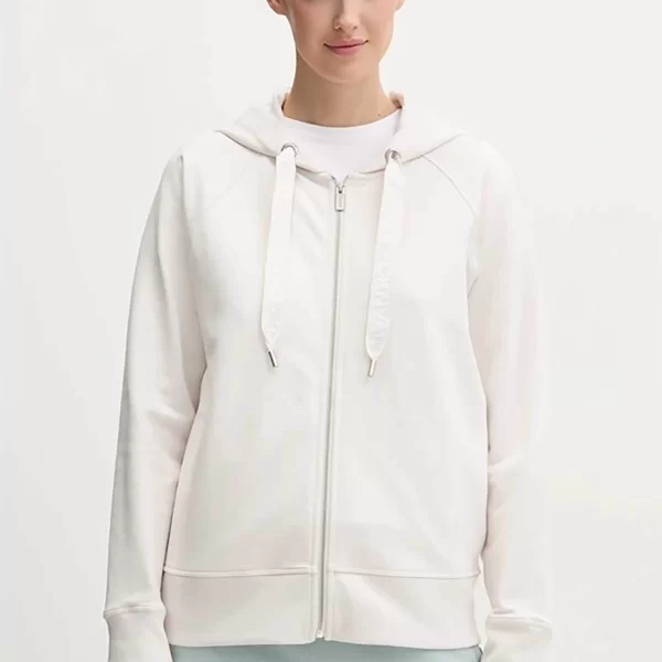 DKNY γυναικεία ζακέτα φούτερ με κουκούλα και ανάγλυφο λογότυπο Relaxed Fit - DP5J9510 Κρέμ