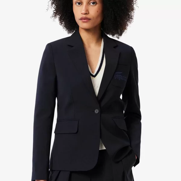Lacoste γυναικείο σακάκι με κεντημένο λογότυπο Slim Fit - VF4244-00 Μπλε Σκούρο