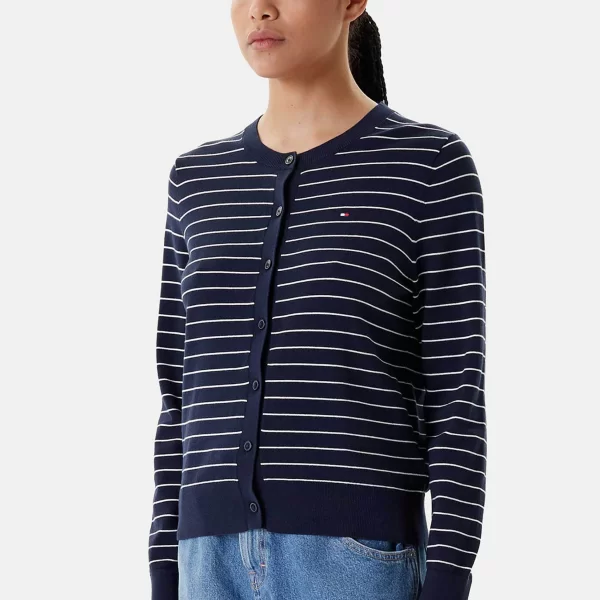 Tommy Hilfiger γυναικεία ζακέτα με ριγέ σχέδιο Regular Fit - WW0WW42370 Μπλε Σκούρο