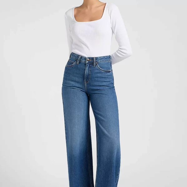 Lee Lee® γυναικείο ψηλόμεσο τζιν παντελόνι πεντάτσεπο Wide Leg 