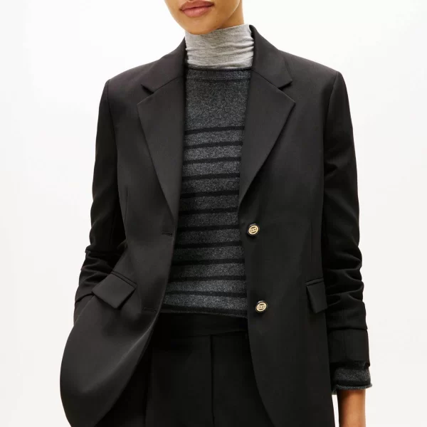 Tommy Hilfiger γυναικείο σακάκι μονόχρωμο Regular Fit - WW0WW46662 Μαύρο