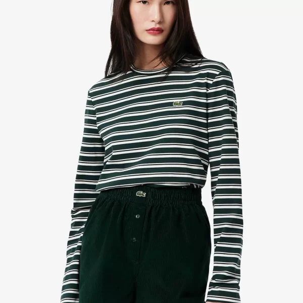 Lacoste γυναικεία μπλούζα ριγέ με μακρύ μανίκι Regular Fit - TF7573-00 Κυπαρισσί