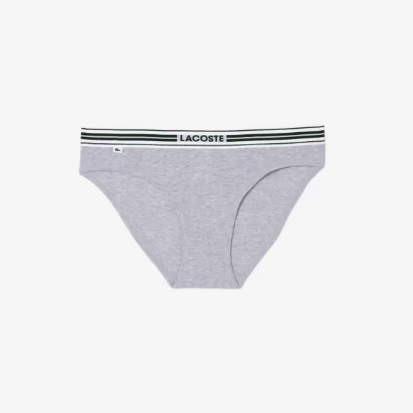 Lacoste γυναικείο εσώρουχο brief με contrast μέση και λογότυπο - 8F1333-00 Γκρι