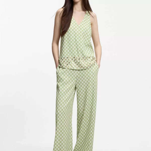 Hugo Boss γυναικείο παντελόνι με print Relaxed Fit 