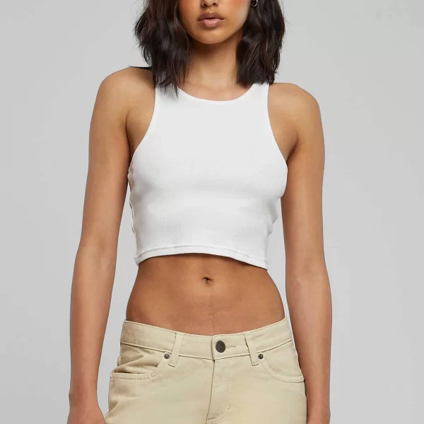 Urban Classics γυναικείo cropped top rib - TB1498 Λευκό