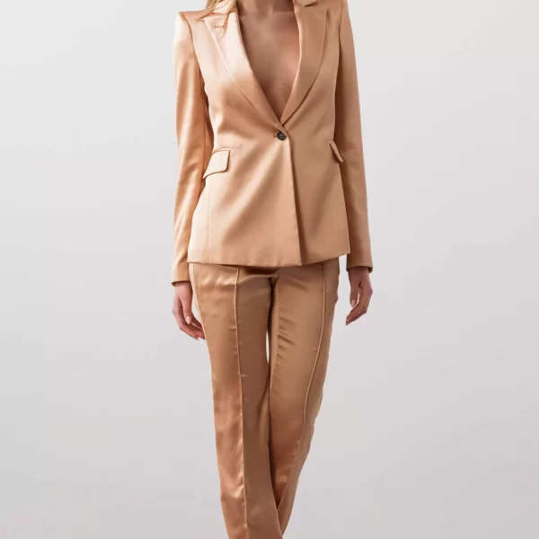 BCBGMAXAZRIA γυναικείο κλασσικό σατέν σακάκι με βάτες - 23SRJ050VI06 Σομόν