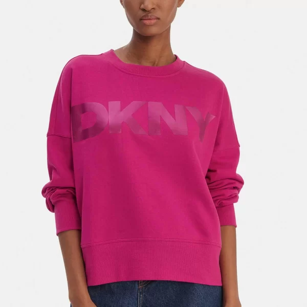 DKNY γυναικεία μπλούζα φούτερ με ανάγλυφο λογότυπο - DP6T1561 Φούξια