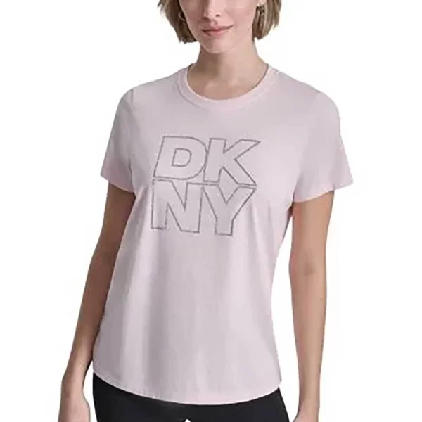 DKNY γυναικείο T-shirt με logo print απο στρας - DP6T1533 Ροζ