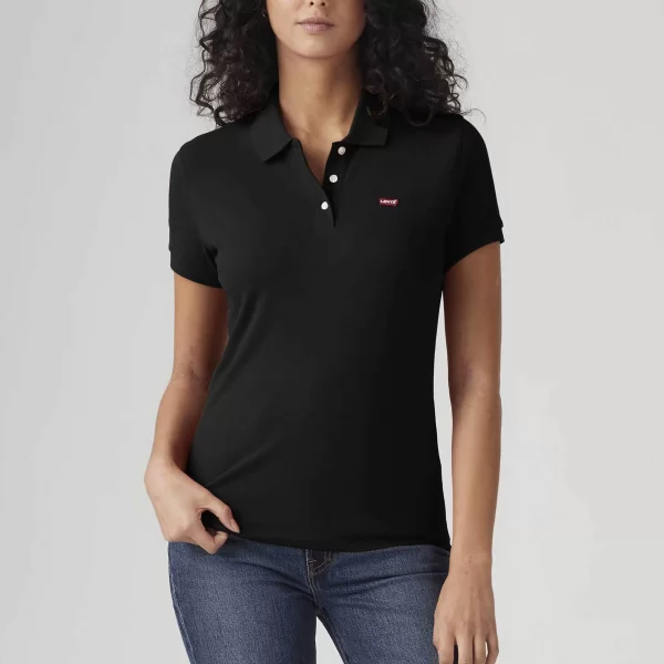 Levi's Levi's® γυναικεία μπλούζα πόλο πικέ με λογότυπο Slim Fit - 525990046 Μαύρο