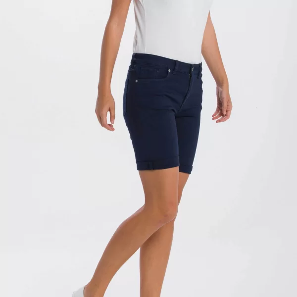 Gant γυναικείο βαμβακερό σορτς μονόχρωμο με τσέπες και logo patch πίσω - 4020027 Μπλε Σκούρο