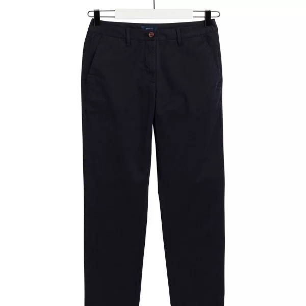 Gant γυναικείο chino παντελόνι βαμβακερό μονόχρωμο cropped με τσέπες - 4150153 Μπλε Σκούρο