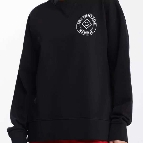 Gant γυναικεία μπλούζα φούτερ βαμβακερή μονόχρωμη με contrast prints - 4200621 Μαύρο