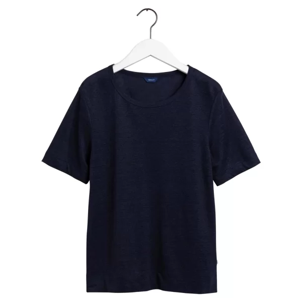 Gant γυναικείο T-shirt λινό μονόχρωμο - 4204423 Μπλε Σκούρο