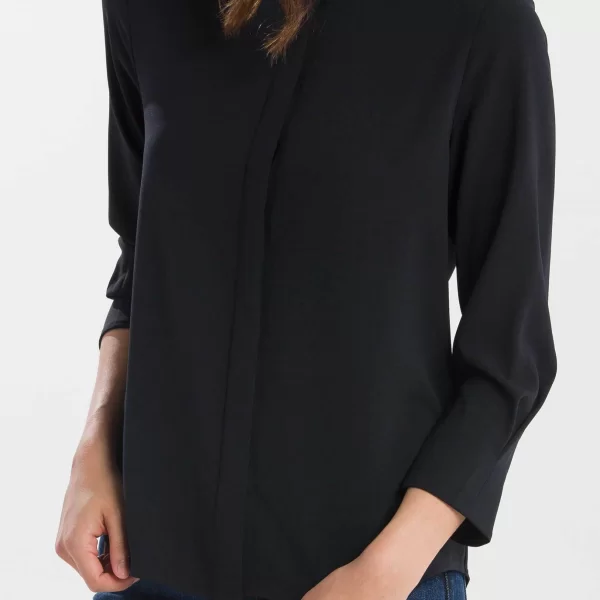 Gant γυναικείο πουκάμισο μονόχρωμο με κρυφή πατιλέτα - 4301038 Μαύρο