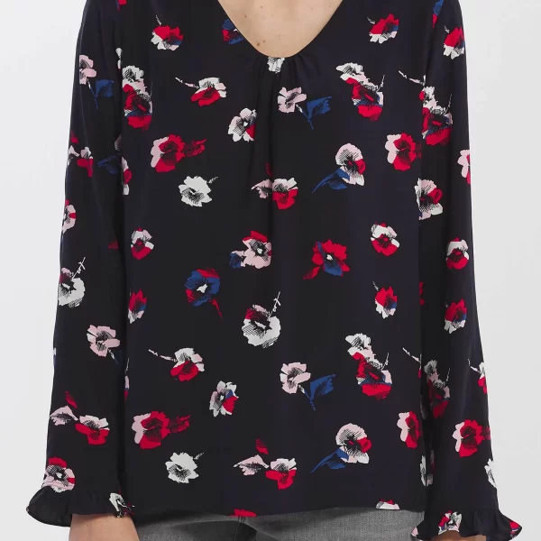GANT Gant γυναικεία μπλούζα με all-over floral print και σχέδιο με σούρες - 4301088 Μπλε Σκούρο
