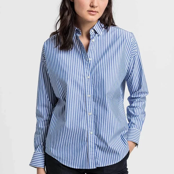 Gant γυναικείο πουκάμισο με ριγέ σχέδιο και κεντημένο logo - 4311088 Μπλε Ανοιχτό