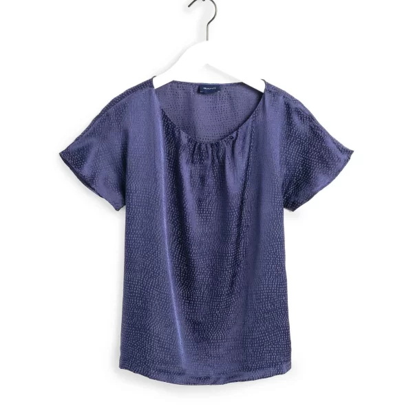 Gant γυναικεία μπλούζα μονόχρωμη με all-over πουά σχέδιο - 4320108 Μπλε Σκούρο