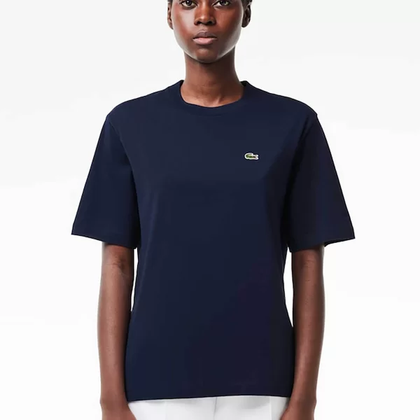 Lacoste γυναικείο T-shirt με κεντημένο λογότυπο Relaxed Fit - TF7215 Μπλε Σκούρο