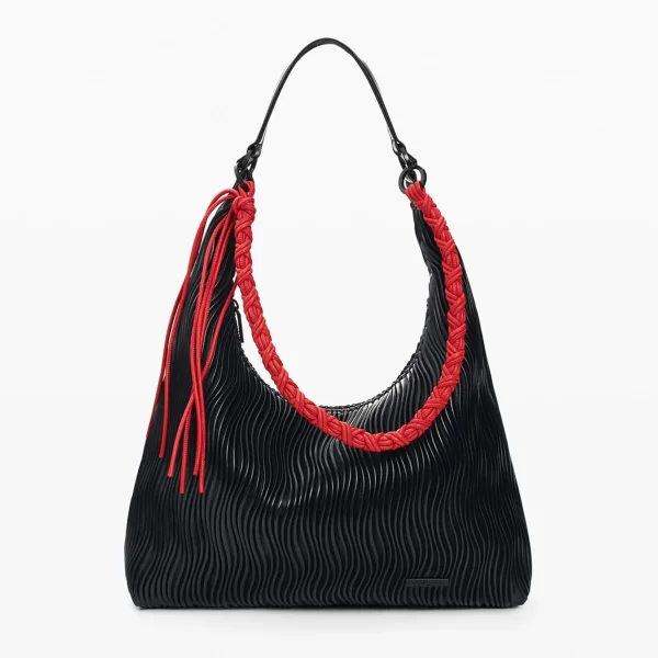 Desigual γυναικεία τσάντα ώμου με εφέ δέρματος και ανάγλυφες γραμμές 