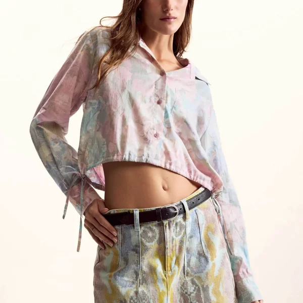 DESIGUAL Desigual γυναικείo πουκάμισο με floral print cropped 