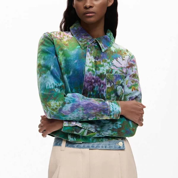 Desigual γυναικείo denim jacket με floral κεντήματα 