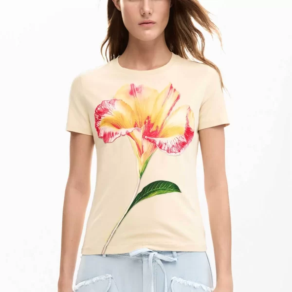 DESIGUAL Desigual γυναικείο T-shirt με floral print Slim Fit 