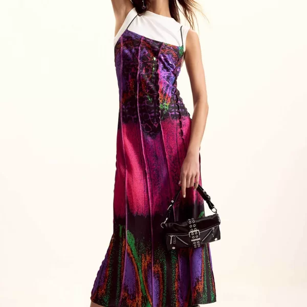 Desigual γυναικείο midi αμάνικο φόρεμα με all-over print 