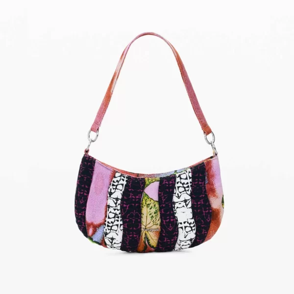 Desigual γυναικεία τσάντα ώμου με πολύχρωμες ρίγες και γεωμετρικά μοτίβα 
