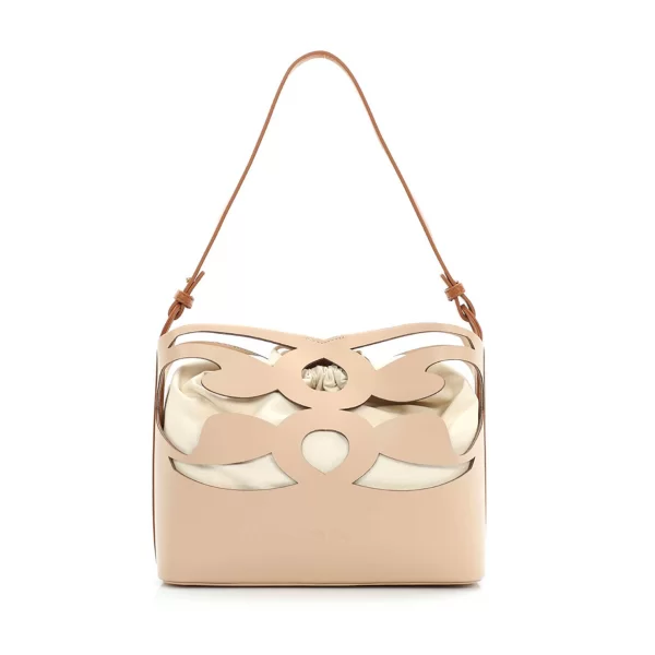 Folli Follie γυναικεία μεσαία μπεζ τσάντα ώμου 
