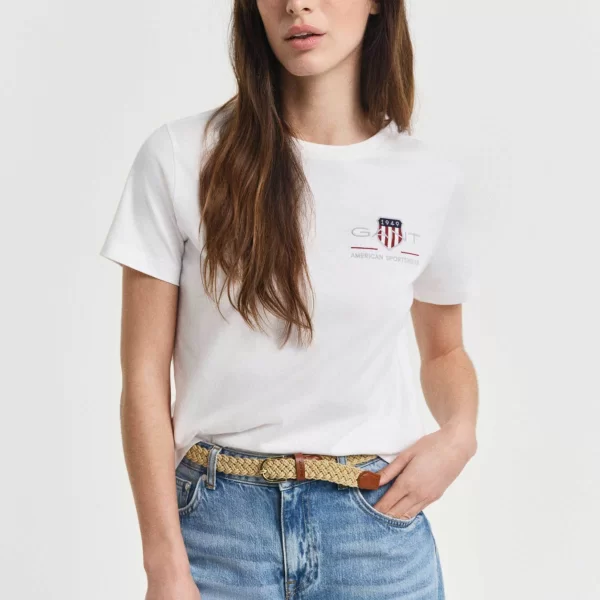 Gant γυναικείο T-shirt με κεντημένο graphic logo Regular Fit - 4200277 Λευκό