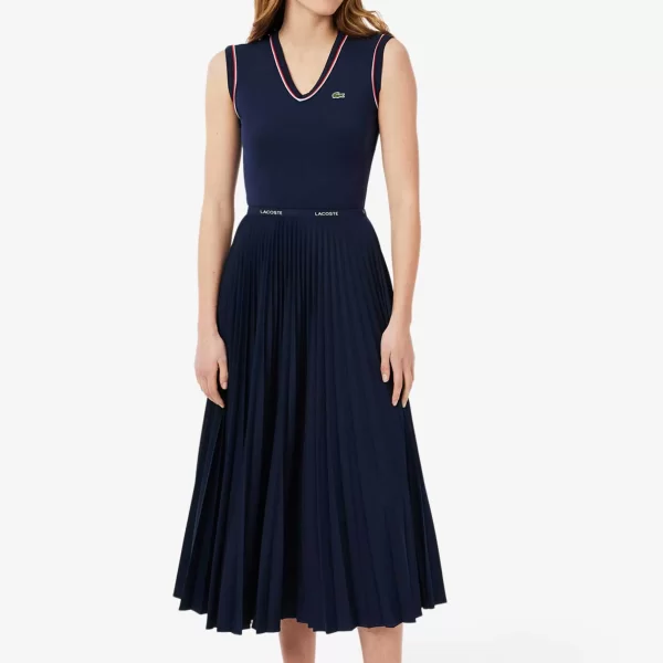 Lacoste γυναικεία midi φούστα πλισέ με ελαστική μέση - JF1402-00 Μπλε Σκούρο