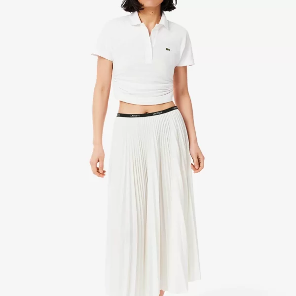 Lacoste γυναικεία midi φούστα πλισέ με ελαστική μέση - JF1402-00 Λευκό