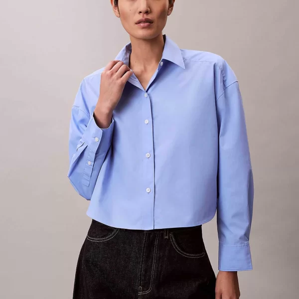 Calvin Klein Calvin Klein γυναικείο πουκάμισο Relaxed Cropped - LV044E170G Γαλάζιο