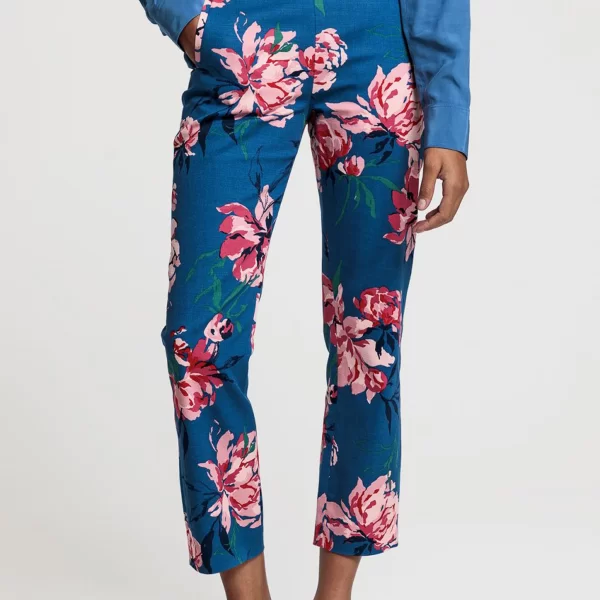 Gant γυναικείο cropped παντελόνι με floral print - 4150125 Μπλε
