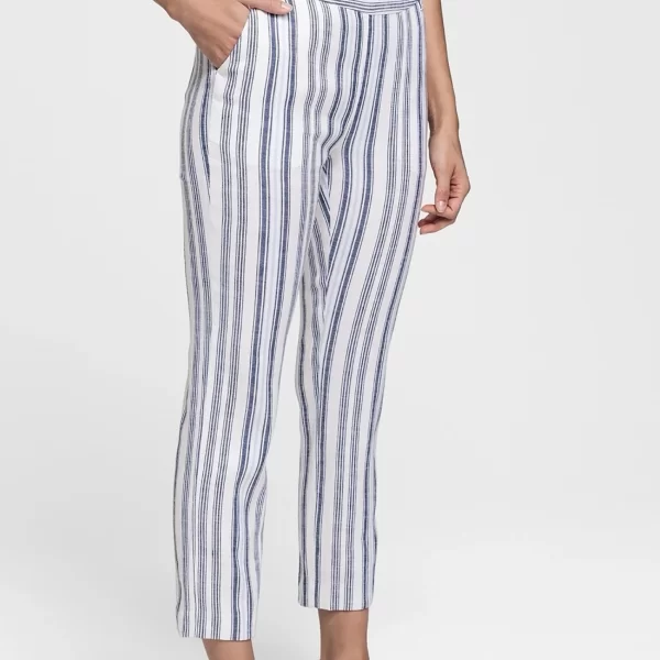 Gant γυναικείο λινό ριγέ παντελόνι cropped - 4150069 Λευκό