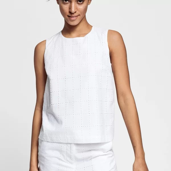 Gant γυναικεία μπλούζα αμάνικη κιπούρ - 4301072 Λευκό