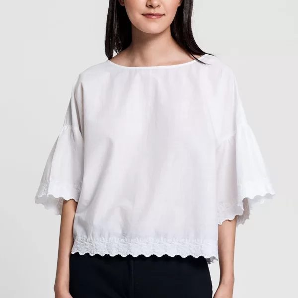 GANT Gant γυναικείο μπλούζα με κεντημένα σχέδια - 4311132 Λευκό