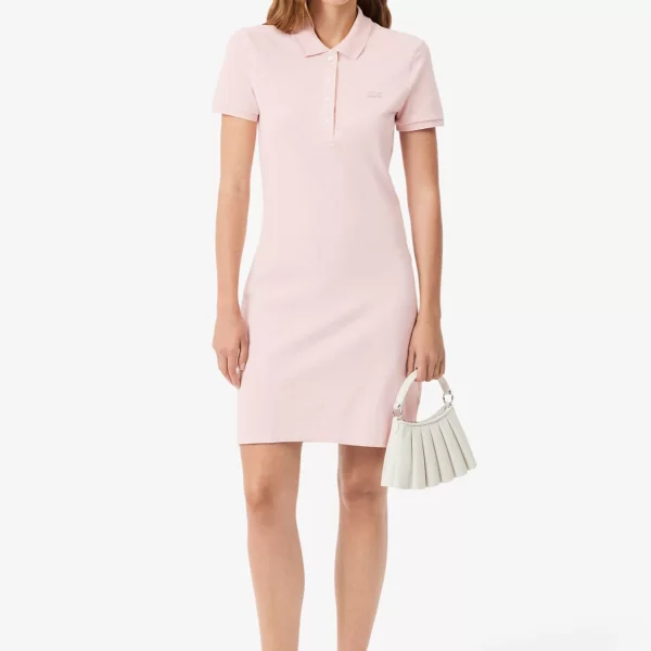 Lacoste Lacoste γυναικείο mini φόρεμα πόλο πικέ με κεντημένο λογότυπο Slim Fit - EF5473 Nude