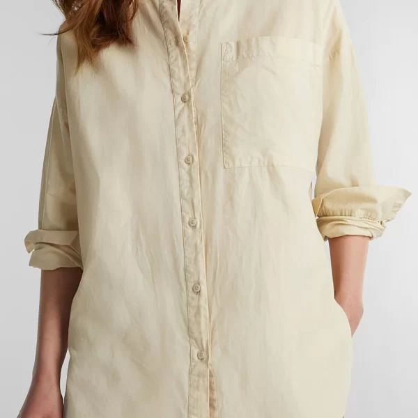 Esprit γυναικείο βαμβακερό πουκάμισο μονόχρωμο - 040EE1F323 Μπεζ