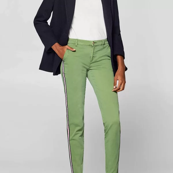 Esprit γυναικείο chino παντελόνι με τρέσα στο πλάι - 088EE1B003 Βεραμάν