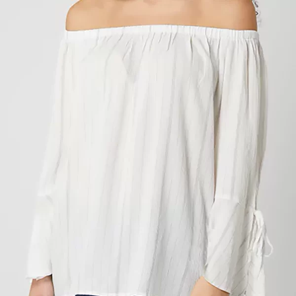 Esprit γυναικεία ριγέ μπλούζα carmen - 990EE1F314 Λευκό