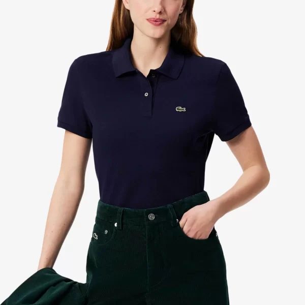 Lacoste Lacoste γυναικεία μπλούζα πόλο πικέ κοντομάνικη με κεντημένο λογότυπο Regular Fit - PF7839 Μπλε Σκούρο