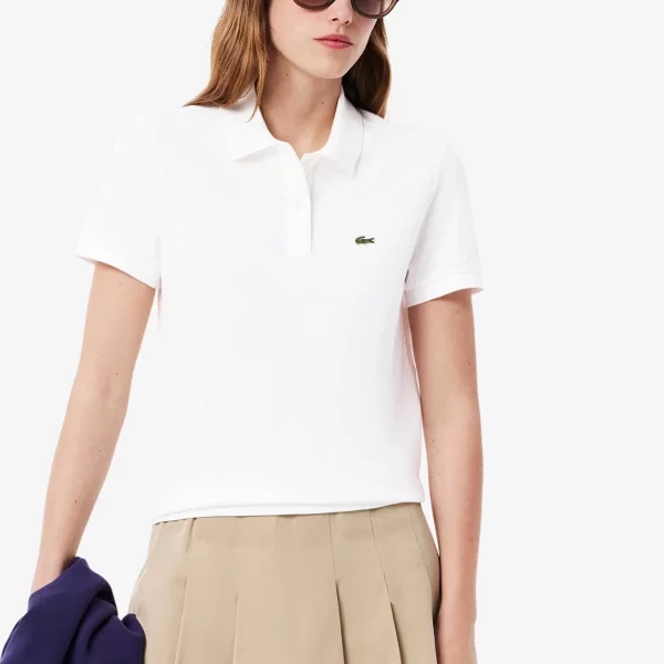 Lacoste γυναικεία μπλούζα πόλο πικέ κοντομάνικη με κεντημένο λογότυπο Regular Fit - PF7839 Λευκό