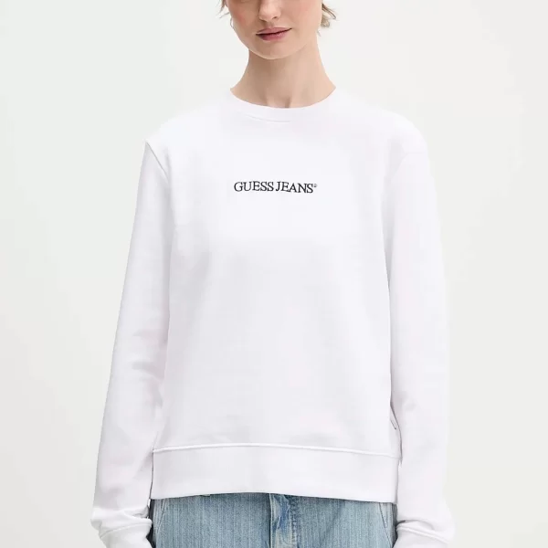 Guess γυναικεία μπλούζα φούτερ με κεντημένο λογότυπο Regular Fit - W6RQ30K68I4 Λευκό