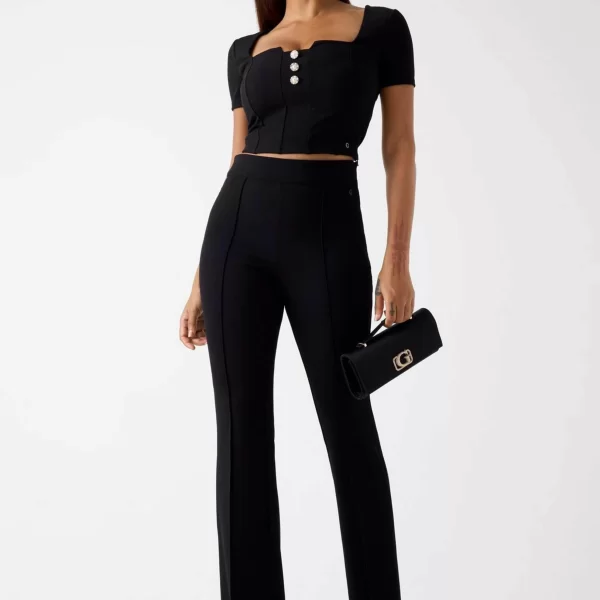 Guess γυναικείο ψηλόμεσο παντελόνι Flared Fit - W4YB01KCBO2 Μαύρο