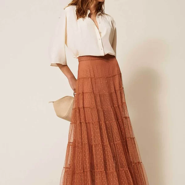 Twinset γυναικεία maxi φούστα τούλινη - 261TP2773 Κεραμιδί