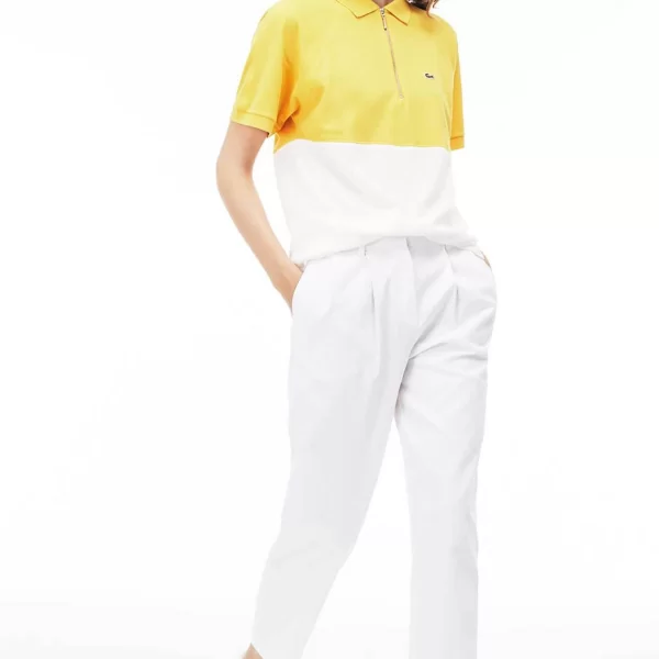 Lacoste γυναικείο παντελόνι με πιέτες μονόχρωμο - HF2970 Λευκό